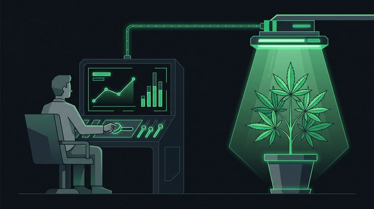 A locked, checksum-pinned test set of cannabis plant photos feeding a diagnosis pipeline, with a held-out accuracy figure shown next to a benchmark figure
