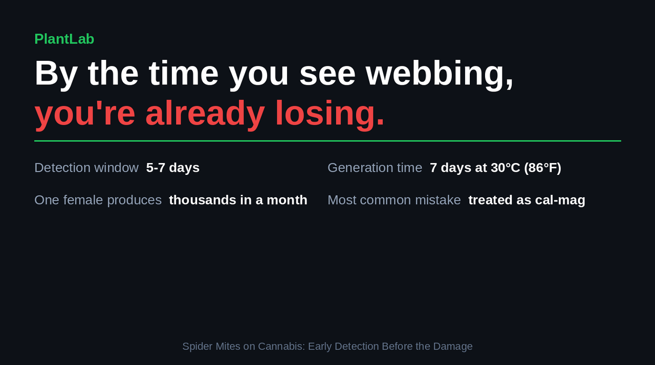 Spider mites on cannabis - by the time you see webbing, you&rsquo;re already losing